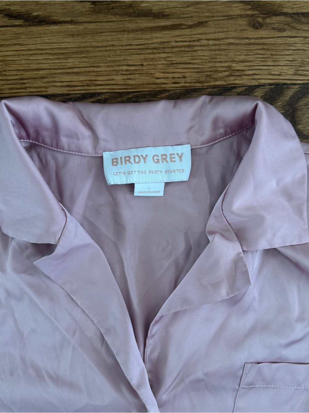 Birdie Grey Matte Satin Blush Pink Esther Pajama Set - Picture 6 of 8